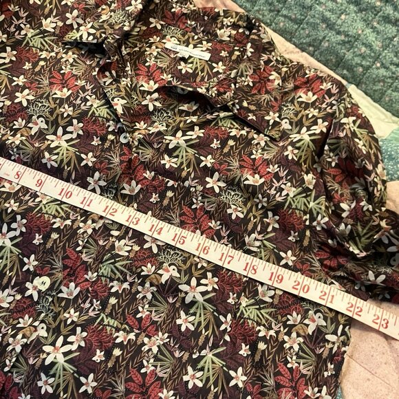 Vintage Tilley Button Up Shirt Womens L Black Floral Cotton Blouse Made Canada - Picture 5 of 6